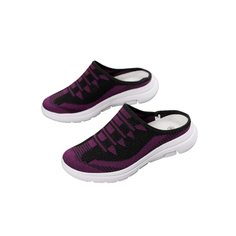 Mules plates confortables et facile à enfiler -Violet - Ozerty