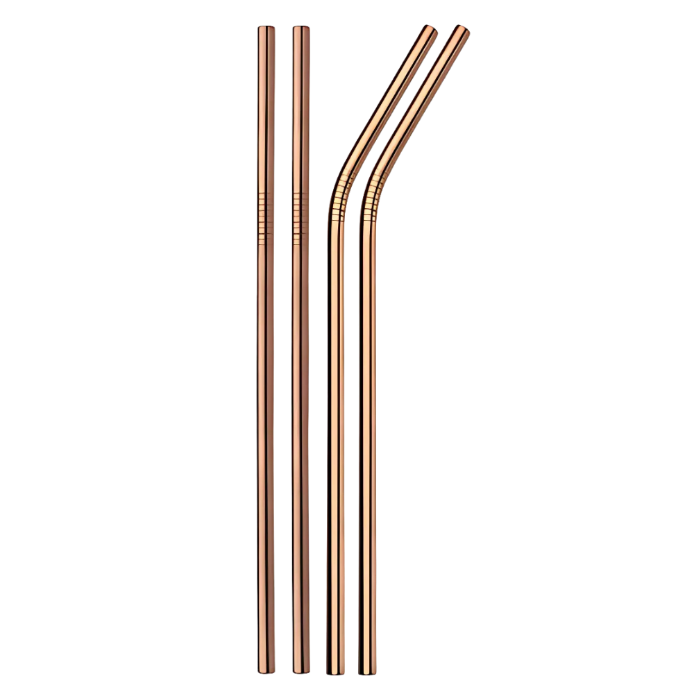 Paille réutilisable en acier inoxydable -Or rose  - Ozerty