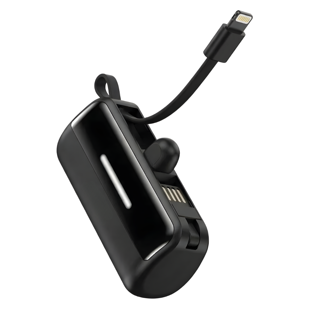 Batterie de secours externe compacte avec support intégré -Noir - Ozerty