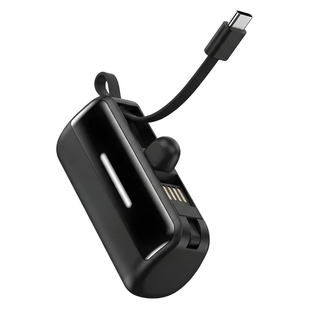 Batterie de secours externe compacte avec support intégré -Noir - Ozerty