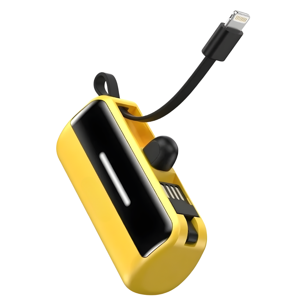 Batterie de secours externe compacte avec support intégré -Jaune - Ozerty
