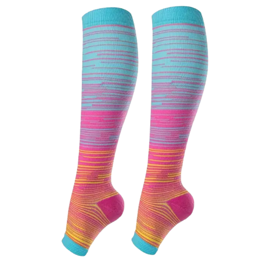 Chaussettes de compression élastiques pied ouvert -Rose - Ozerty