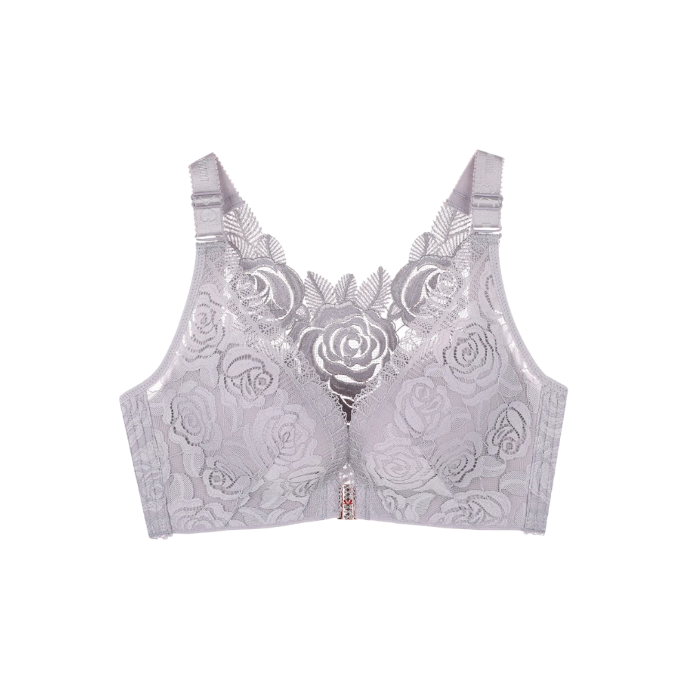Soutien-gorge push-up élégant en dentelle  -Gris - Ozerty