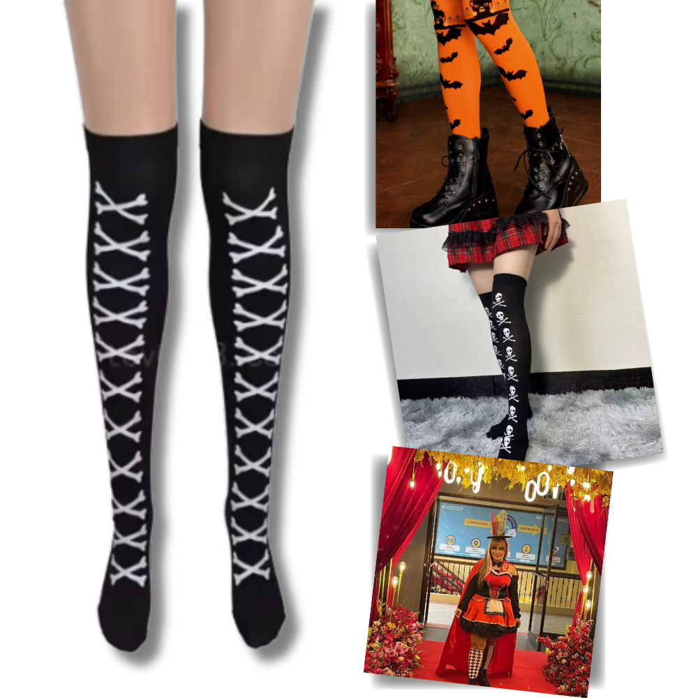 Chaussettes de compression aux motifs festifs d'Halloween - Ozerty