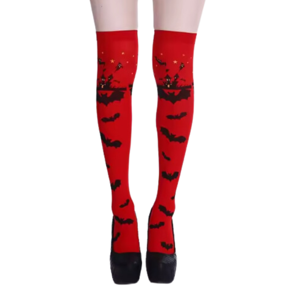 Chaussettes de compression aux motifs festifs d'Halloween -Chauve-souris - Ozerty