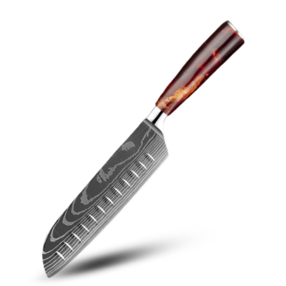 Série de couteaux japonais Terre de Feu

 -Grand couteau Santoku - Ozerty