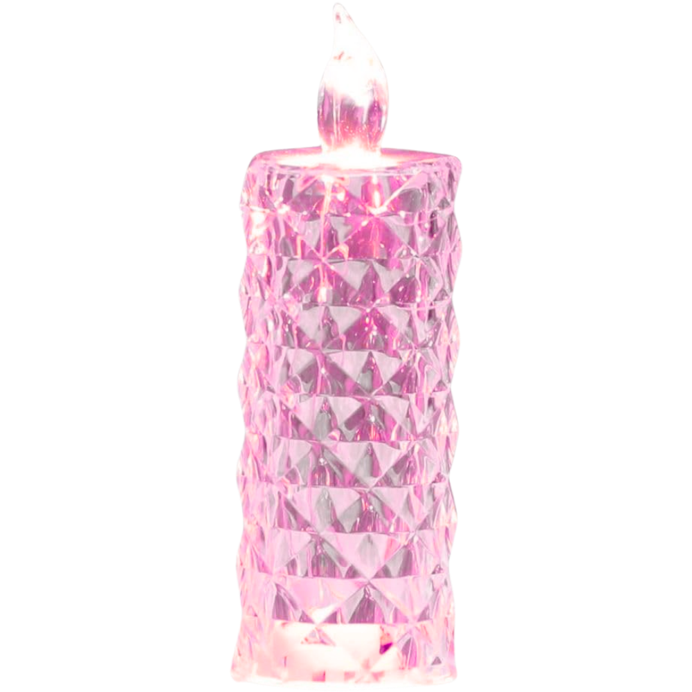 Bougie décorative LED sans flamme en cristal -Rose - Ozerty