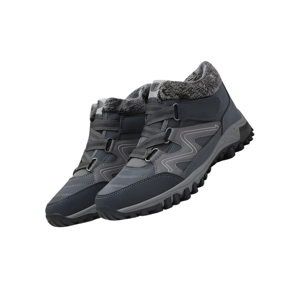 Bottines d'hiver chaudes doublées en polaire -Gris foncé - Ozerty