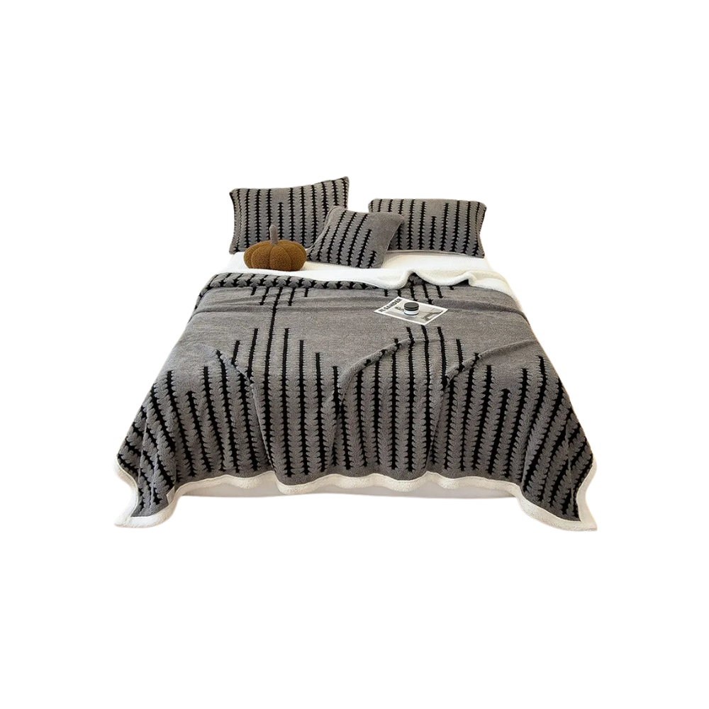 Couverture d'hiver molletonnée et moelleuse -Gris foncé - Ozerty