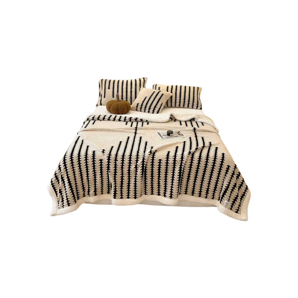 Couverture d'hiver molletonnée et moelleuse -Beige - Ozerty