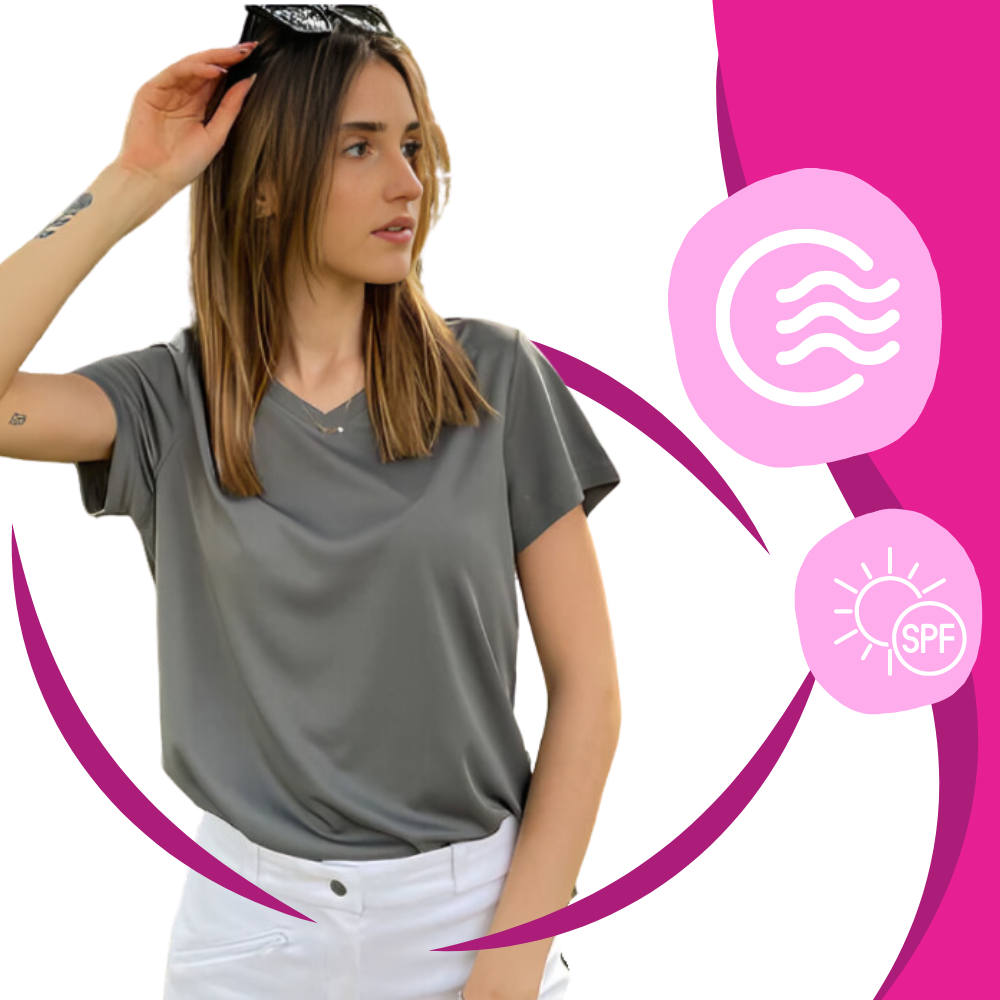 T-shirt rafraîchissant col en V pour femme

 - Ozerty