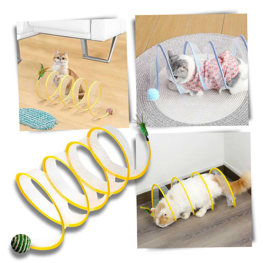 Tunnel En Spirale Pour Chat - Jouets Interactifs - Pliable - Avec