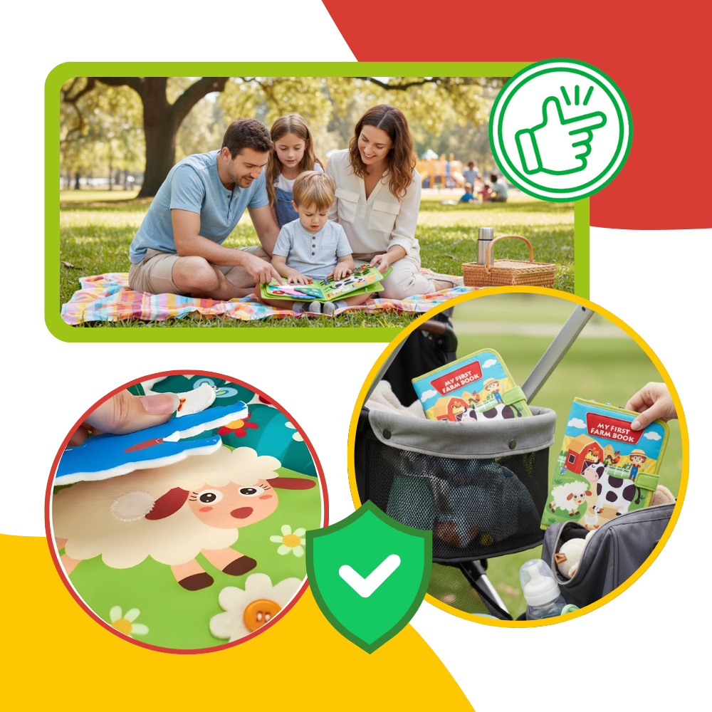 Livre interactif à velcro pour enfants sur le thème de la ferme - Ozerty