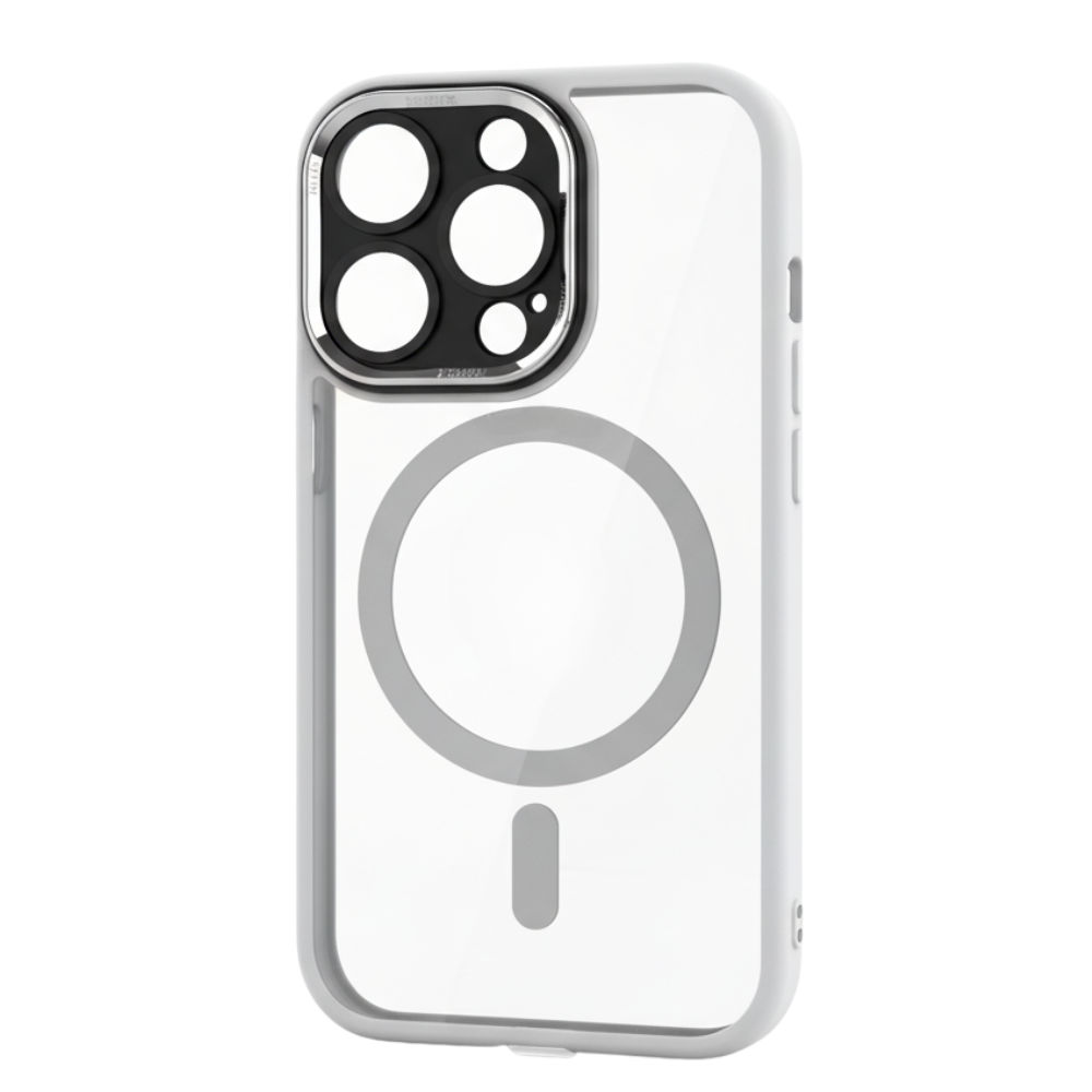 Coque magnétique antichoc pour iPhone -Blanc titane - Ozerty