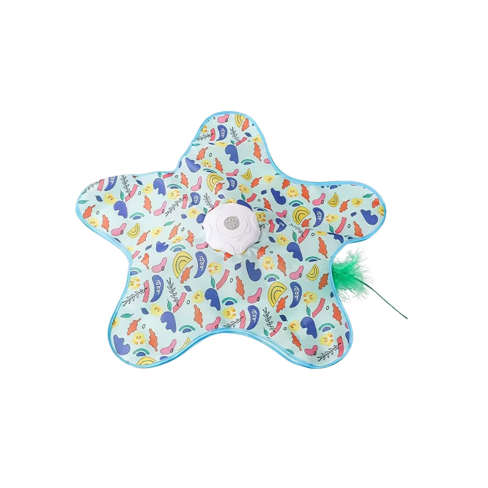 Jouet tapis interactif à plumes pour chatons en phase de dentition -Vert - Ozerty