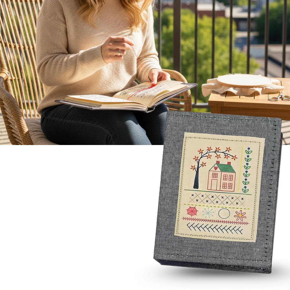 Livre de points de broderie sur lin - Ozerty