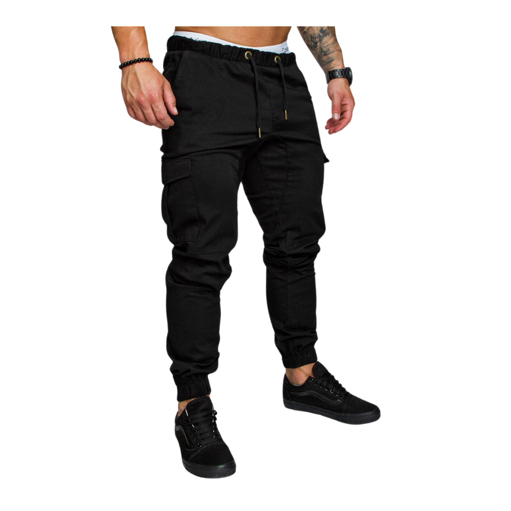 Pantalon Cargo Slim pour Hommes -Noir/MNoir/LNoir/XLNoir/XXLNoir/3XLNoir/4XLNoir/5XL - Ozerty