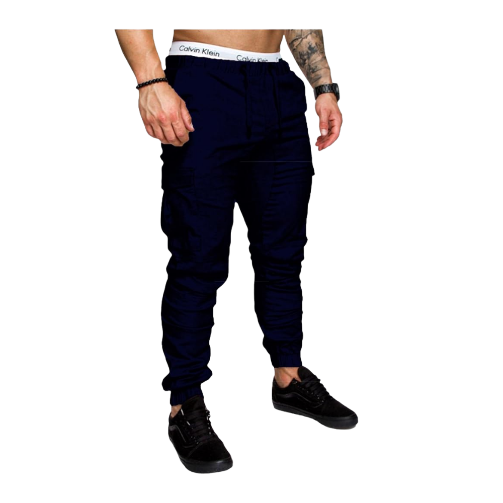 Pantalon Cargo Slim pour Hommes -Bleu foncé/MBleu foncé/LBleu foncé/XLBleu foncé/XXLBleu foncé/3XLBleu foncé/4XLBleu foncé/5XL - Ozerty