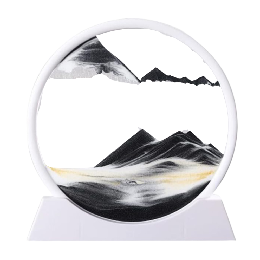 Image d'art de sable en mouvement dynamique -Noir avec cadre blanc/18 x 19cm / 7 poucesNoir avec cadre blanc/25 x 26cm / 12 pouces - Ozerty