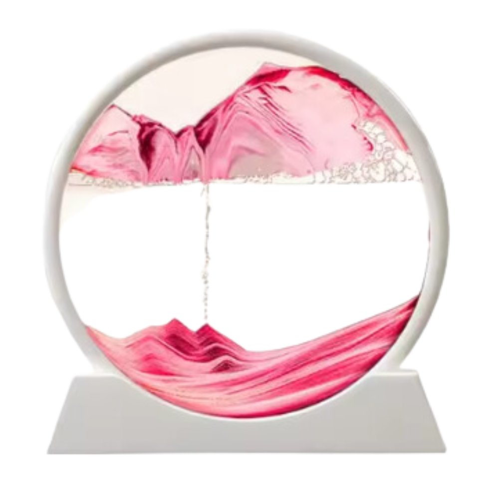 Image d'art de sable en mouvement dynamique -Rose avec cadre blanc/18 x 19cm / 7 poucesRose avec cadre blanc/25 x 26cm / 12 pouces - Ozerty