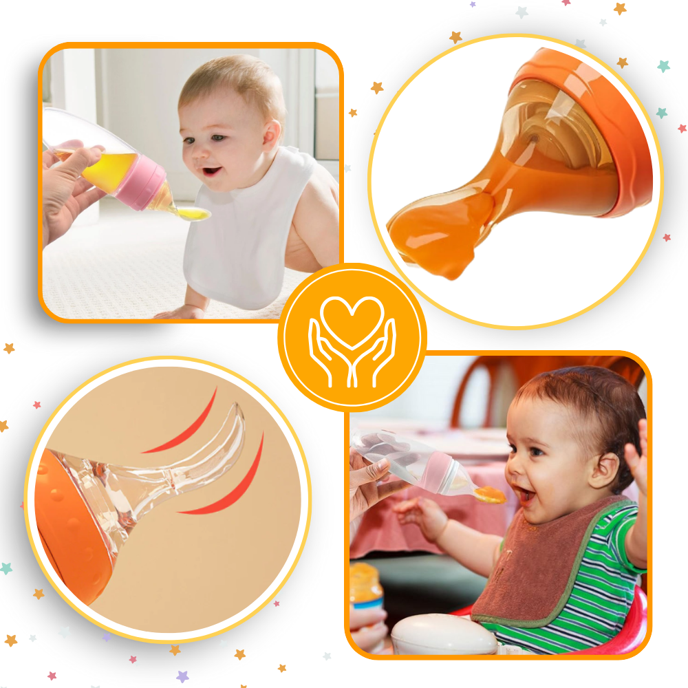 Biberons en silicone avec cuillère anti-débordement - Ozerty