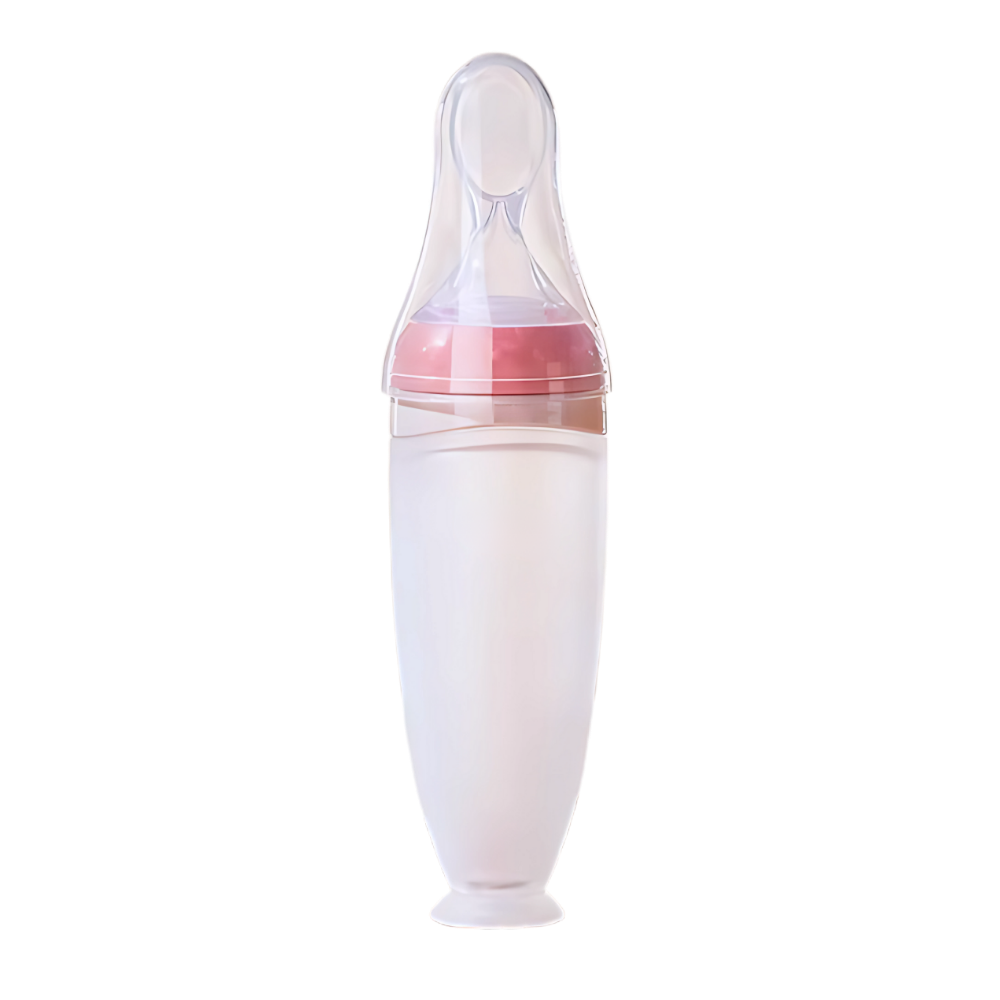 Biberons en silicone avec cuillère anti-débordement -Rose - Ozerty