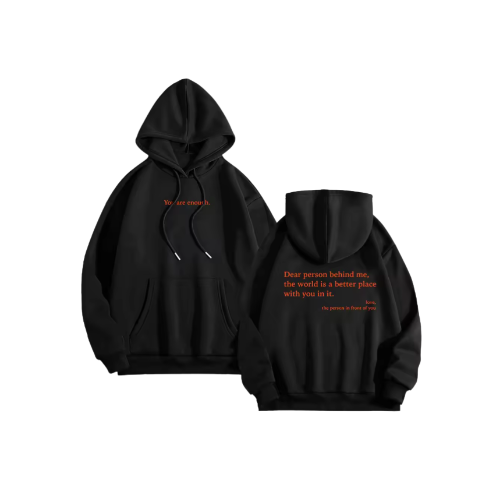 Sweat à capuche oversize pour femmes avec message motivant  -Noir - Ozerty