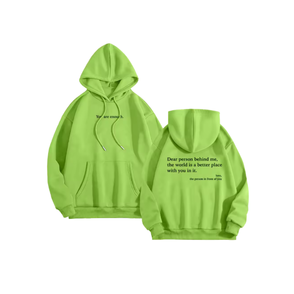Sweat à capuche oversize pour femmes avec message motivant  -Vert - Ozerty