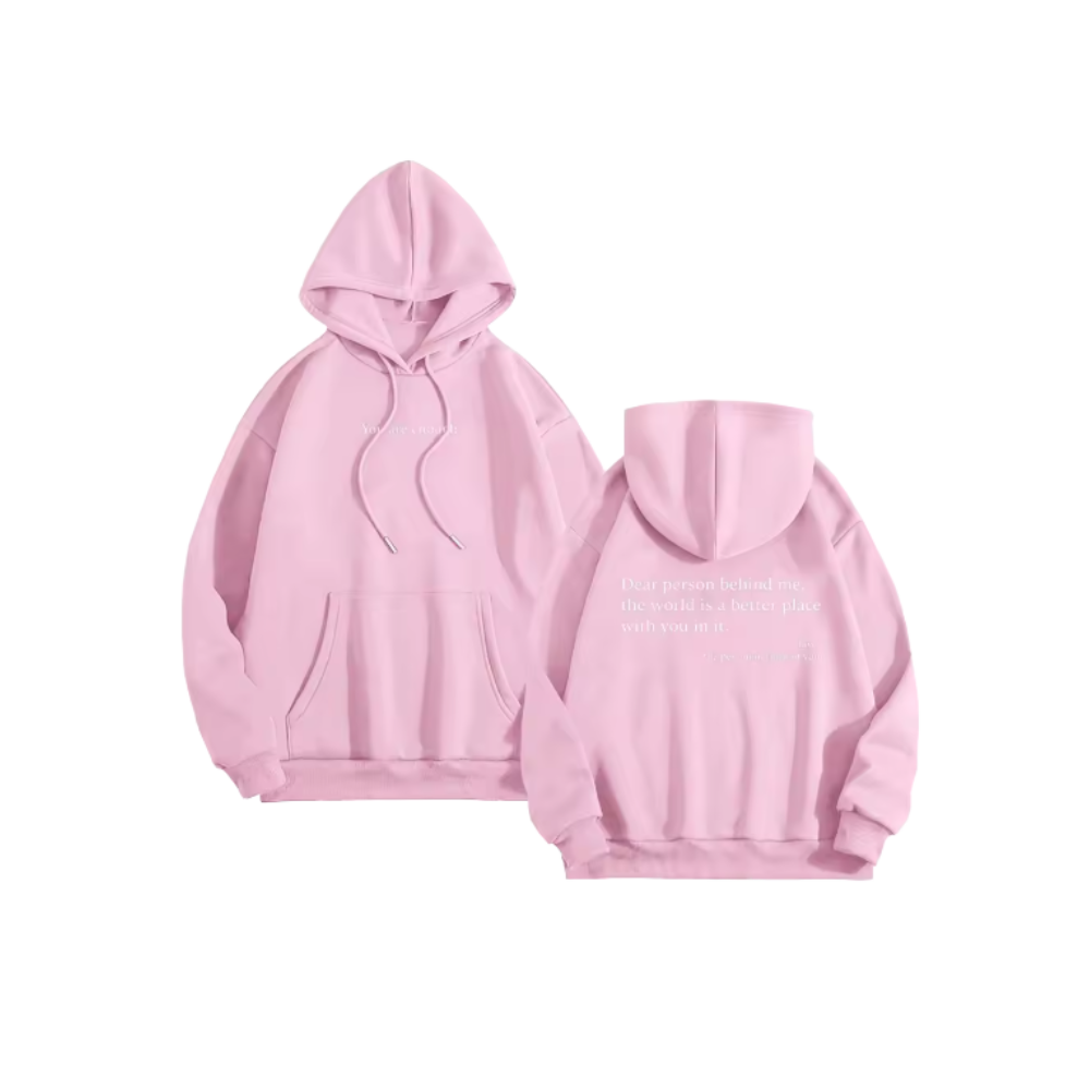 Sweat à capuche oversize pour femmes avec message motivant  -Rose - Ozerty