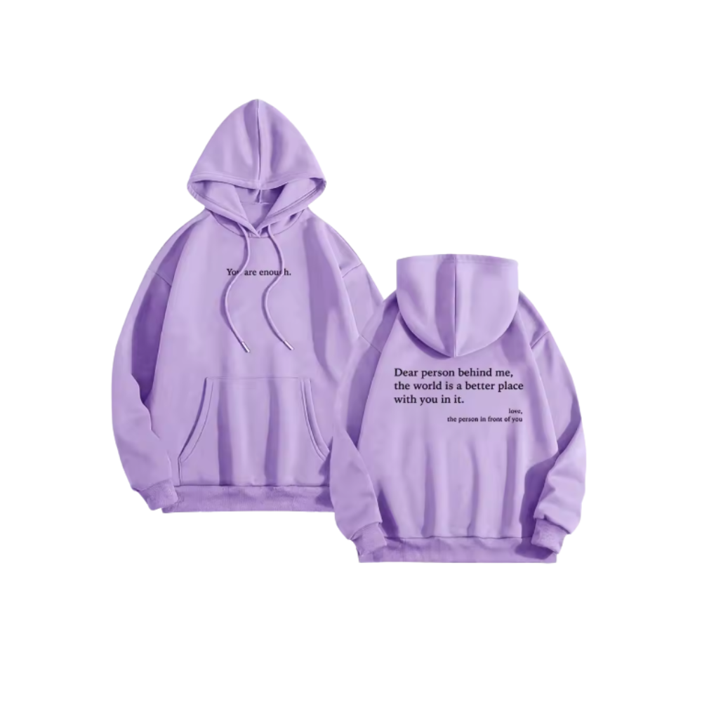 Sweat à capuche oversize pour femmes avec message motivant  -Violet - Ozerty