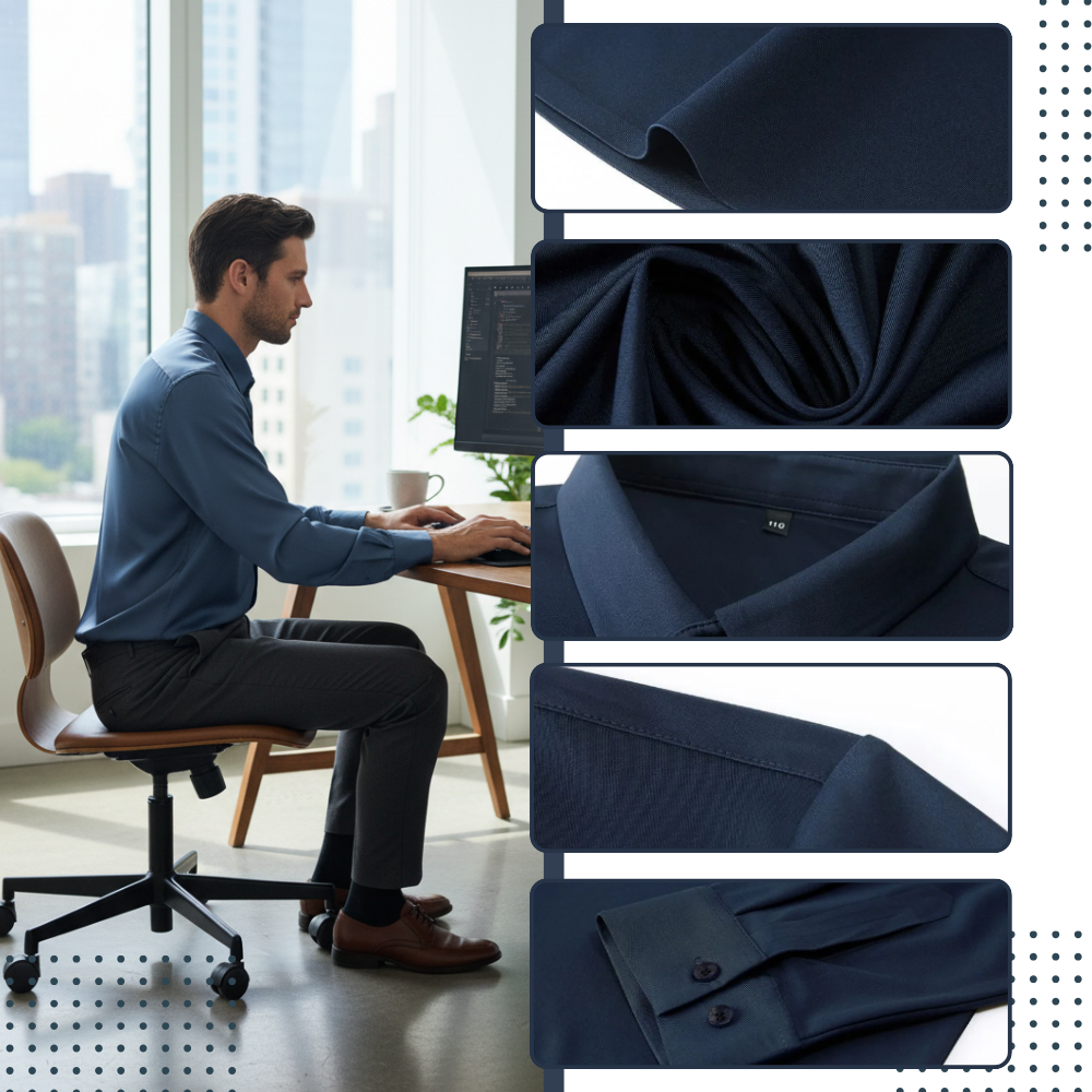 Chemise pour homme en soie mélangée infroissable - Ozerty