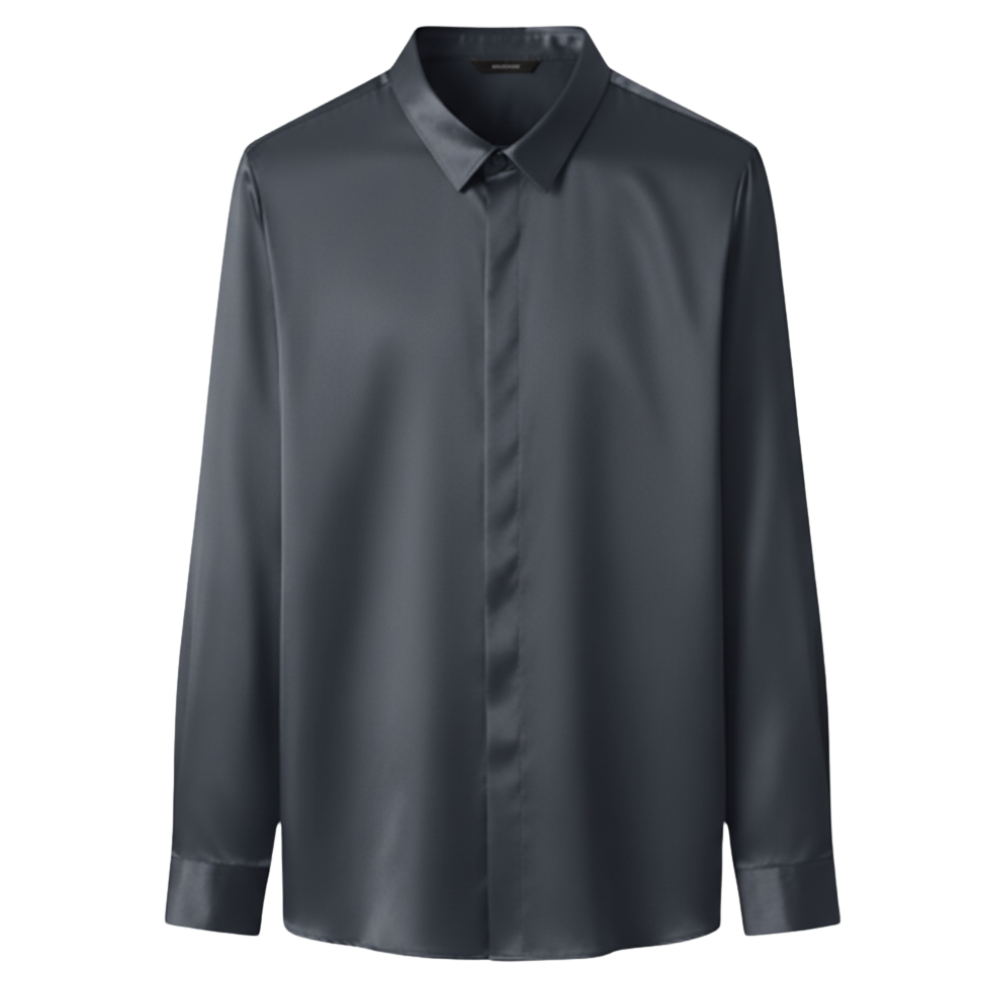 Chemise pour homme en soie mélangée infroissable -Gris - Ozerty