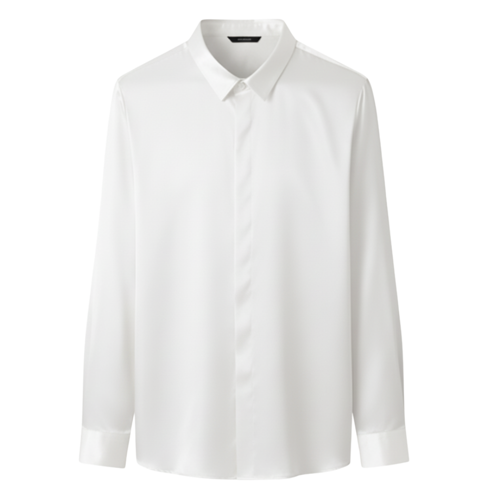 Chemise pour homme en soie mélangée infroissable -Blanc - Ozerty
