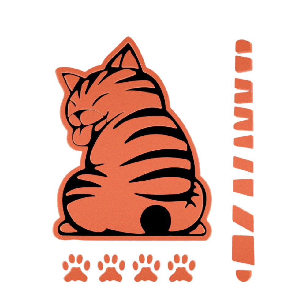 Autocollant pour essuie-glace chat espiègle -Orange - Ozerty