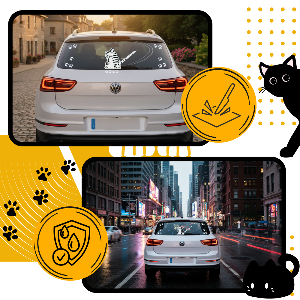 Autocollant pour essuie-glace chat espiègle - Ozerty