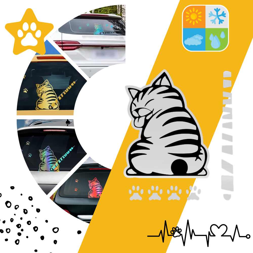 Autocollant pour essuie-glace chat espiègle - Ozerty