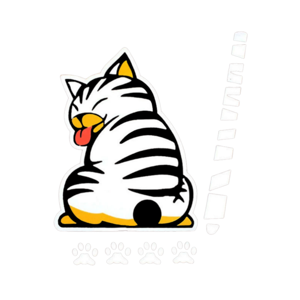 Autocollant pour essuie-glace chat espiègle -Blanc - Ozerty