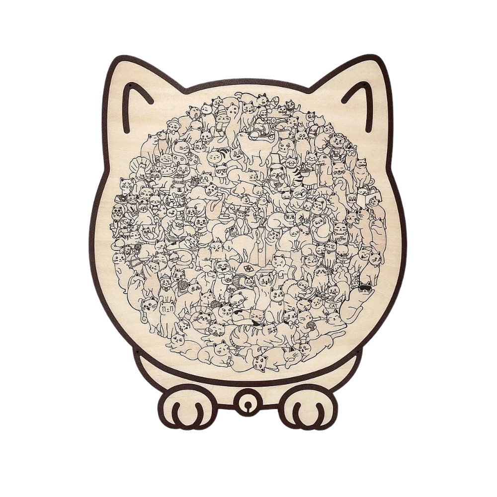 Puzzle en bois relaxant chat -Chat au trait - Ozerty