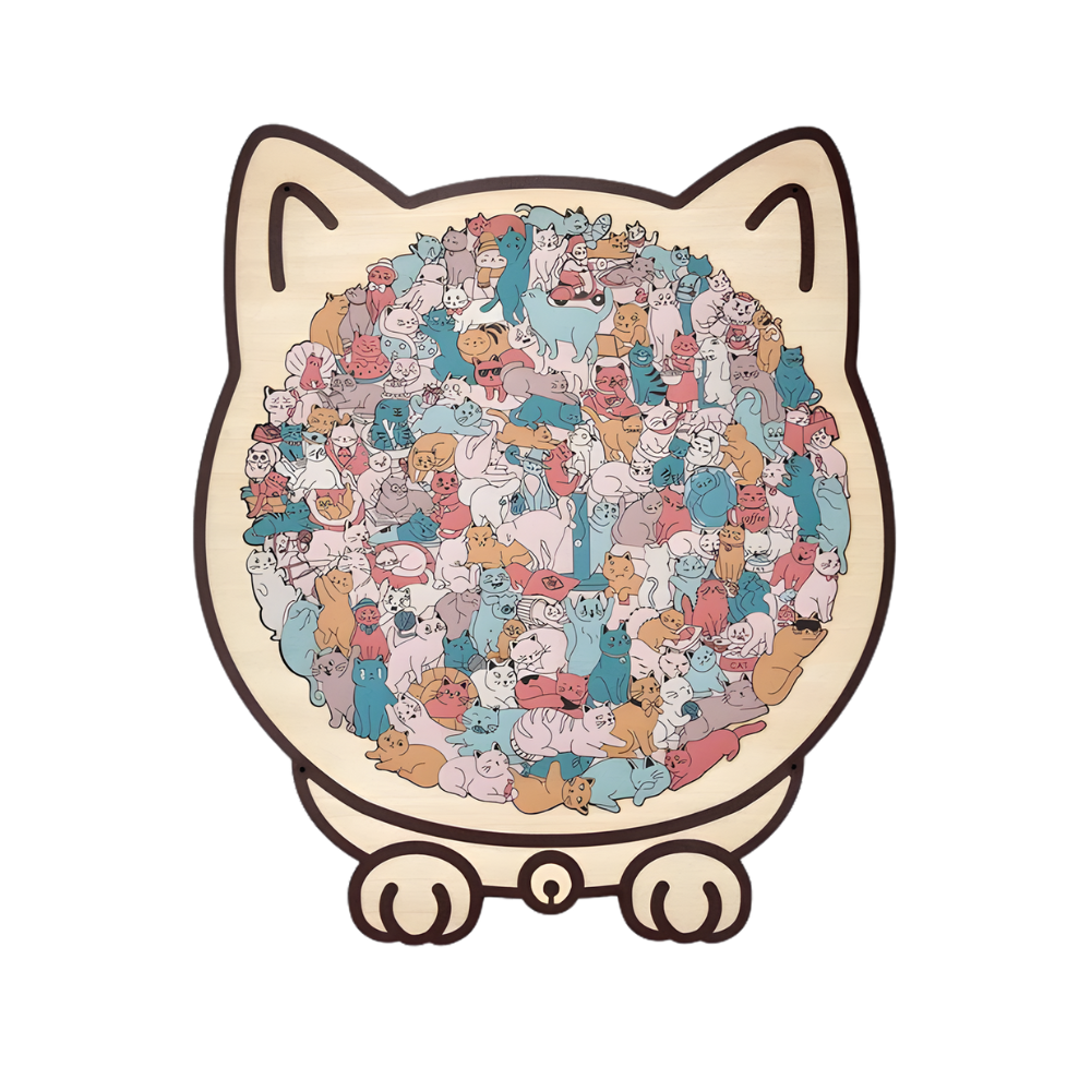 Puzzle en bois relaxant chat -Chat pastel - Ozerty