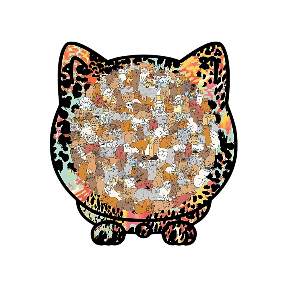 Puzzle en bois relaxant chat -Chat sauvage - Ozerty