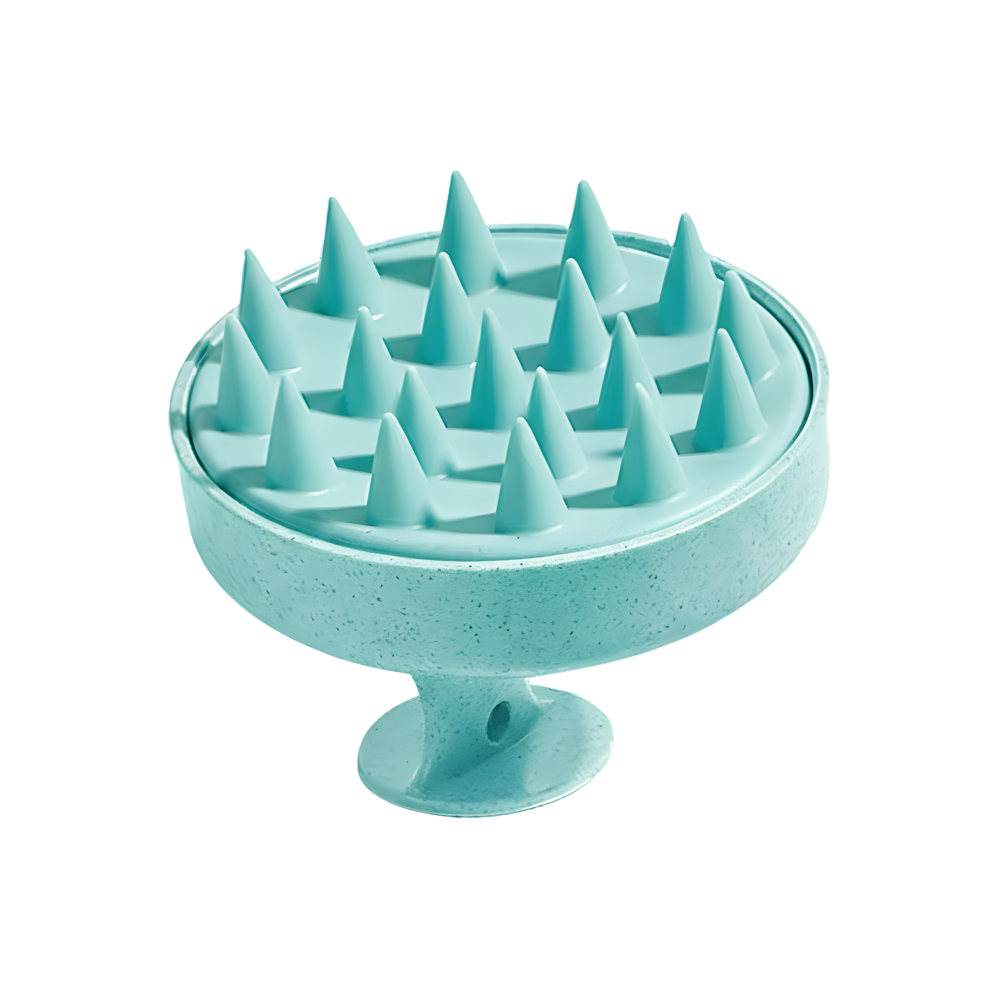 Brosse de massage en silicone pour le cuir chevelu -Bleu vert - Ozerty