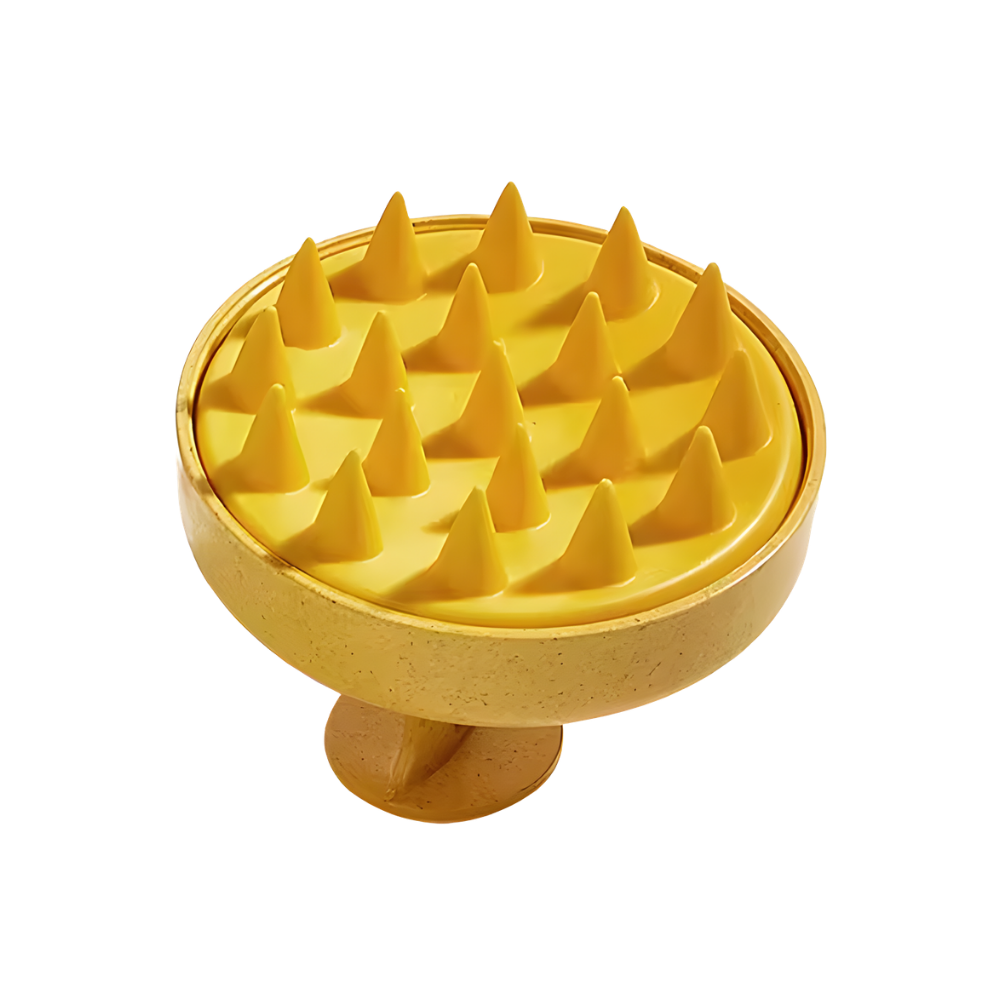 Brosse de massage en silicone pour le cuir chevelu -Jaune - Ozerty