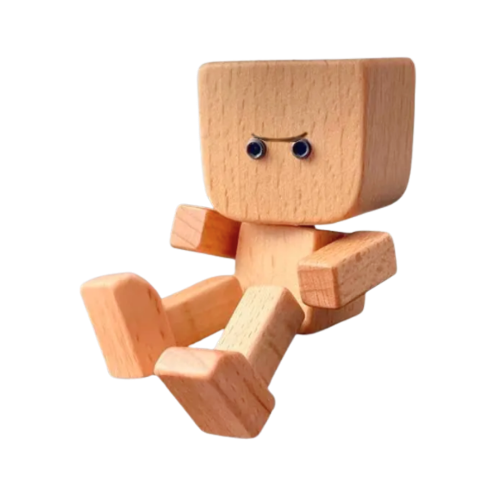 Figurine mobile d'homme en bois  -Regard furieux - Ozerty