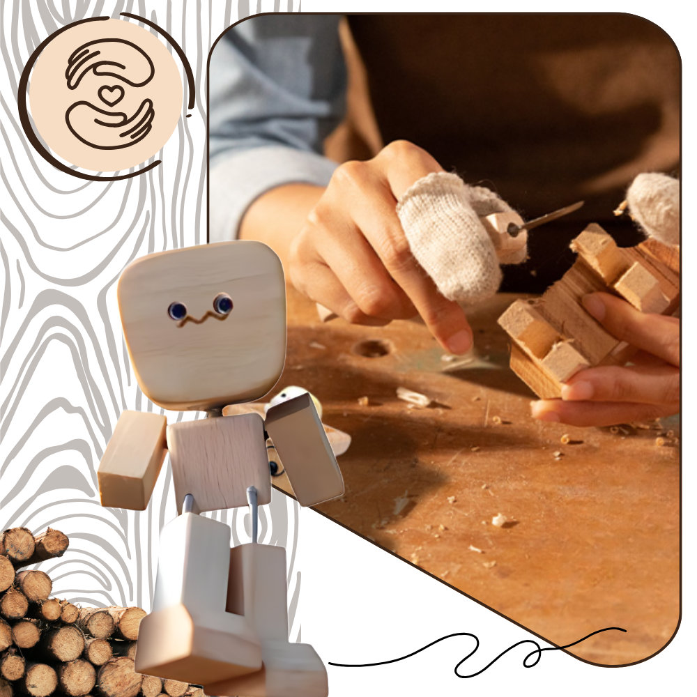 Figurine mobile d'homme en bois  - Ozerty