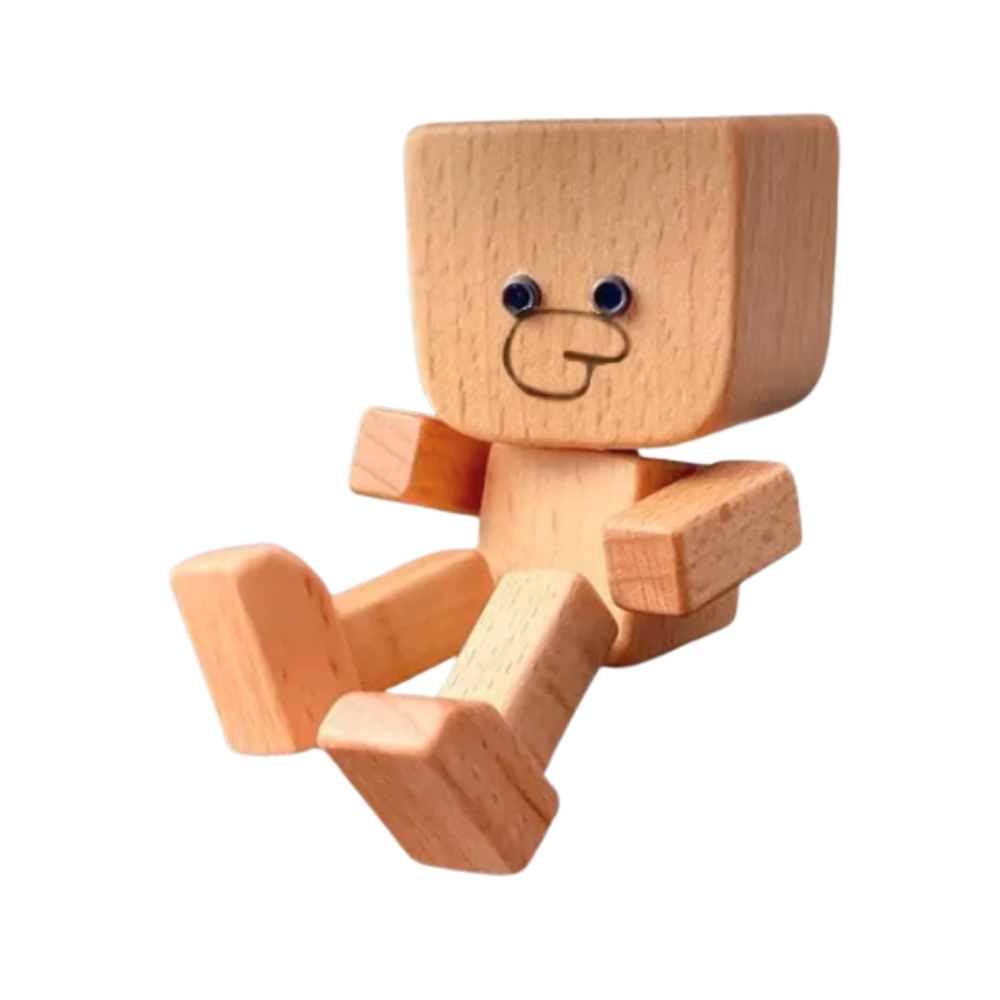 Figurine mobile d'homme en bois  -Lèvres en canard - Ozerty