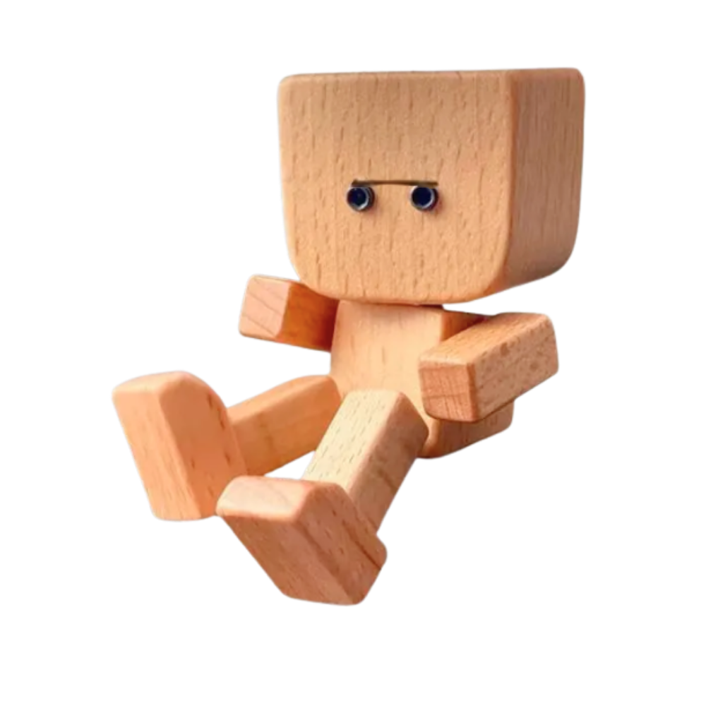 Figurine mobile d'homme en bois  -Visage impassible - Ozerty