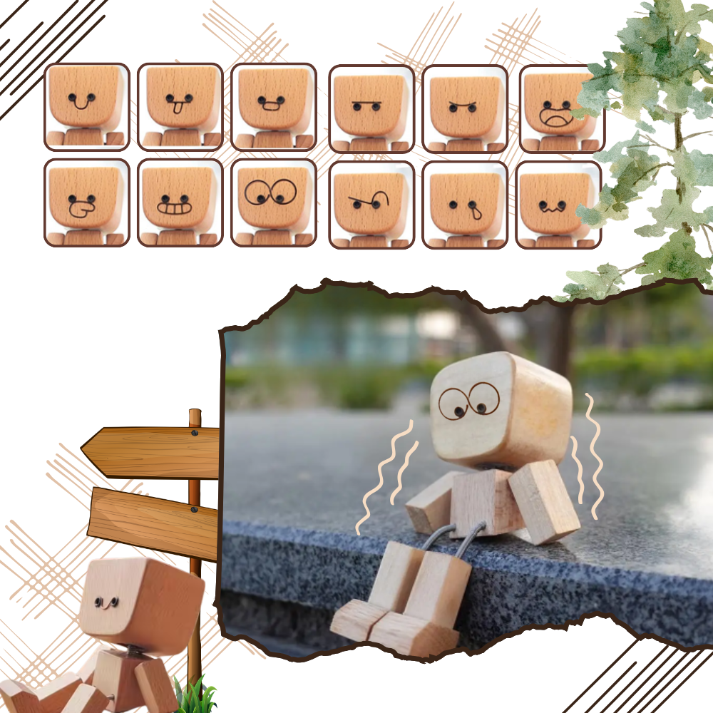 Figurine mobile d'homme en bois  - Ozerty