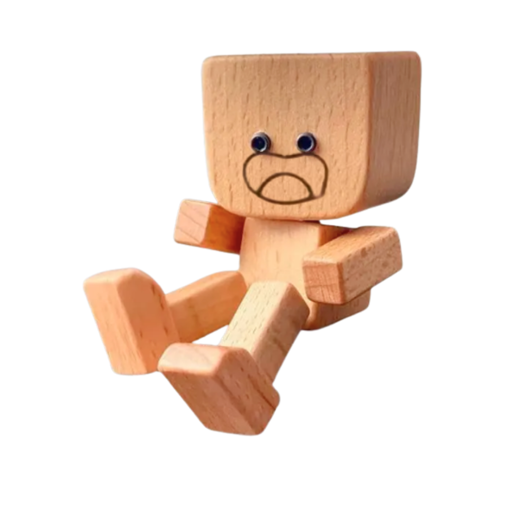 Figurine mobile d'homme en bois  -Cri de surprise - Ozerty