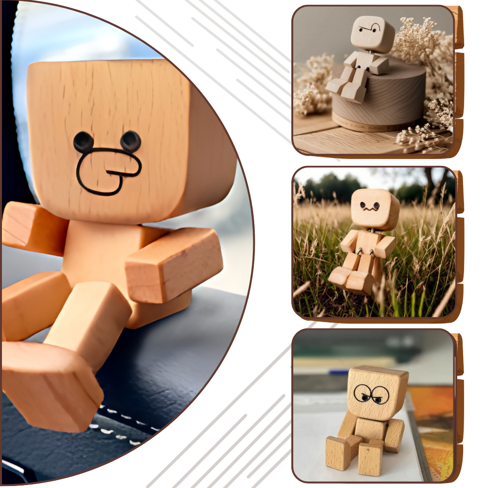 Figurine mobile d'homme en bois  - Ozerty