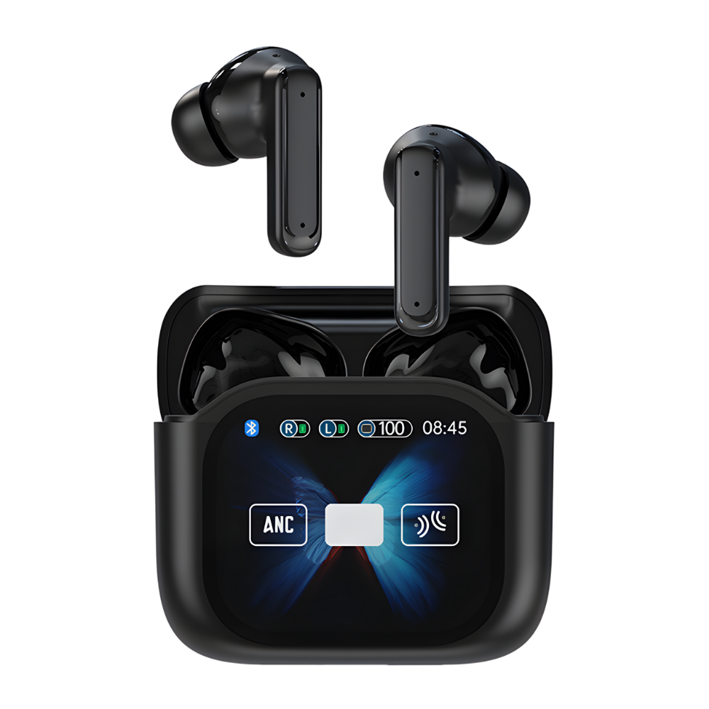 Écouteurs bluetooth à réduction de bruit avec écran tactile -Noir - Ozerty